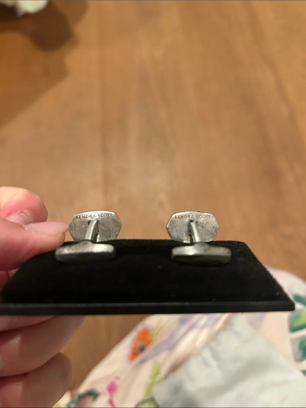 Kendra Scott Black Glass Oval cuff links